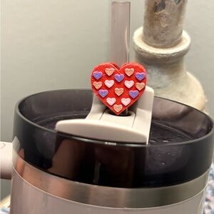 Heart-Shaped Straw Topper with Colorful Hearts